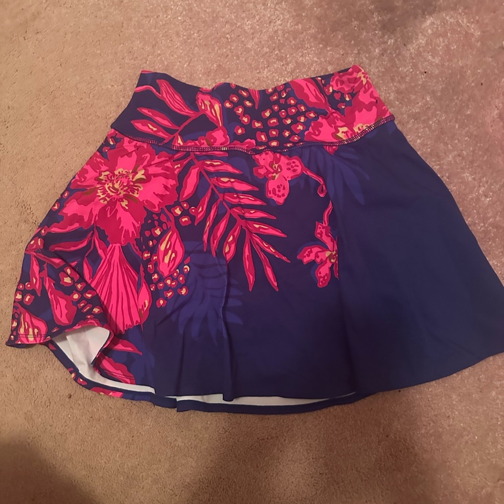 Lilly Pulitzer Pink and Blue Floral Skater Skirt